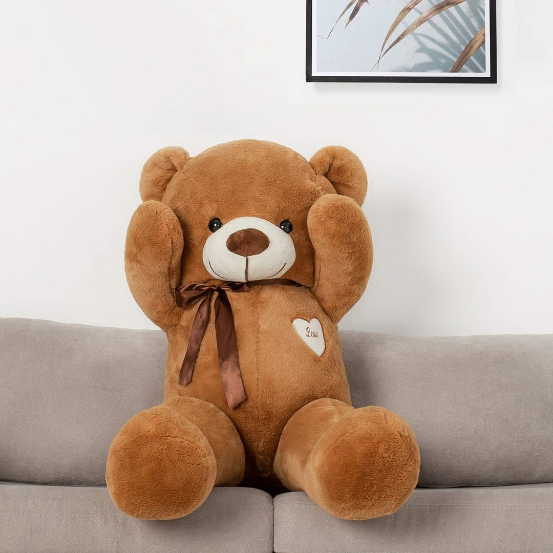 YunNasi Teddybär Gross Riesen Teddy Bär Plüschbär Kuschelbär 100cm/39 Inches Stofftier mit Bänder Ge