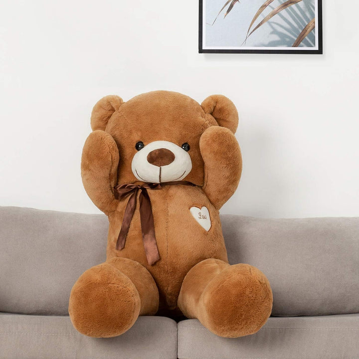 YunNasi Teddybär Gross Riesen Teddy Bär Plüschbär Kuschelbär 100cm/39 Inches Stofftier mit Bänder Ge