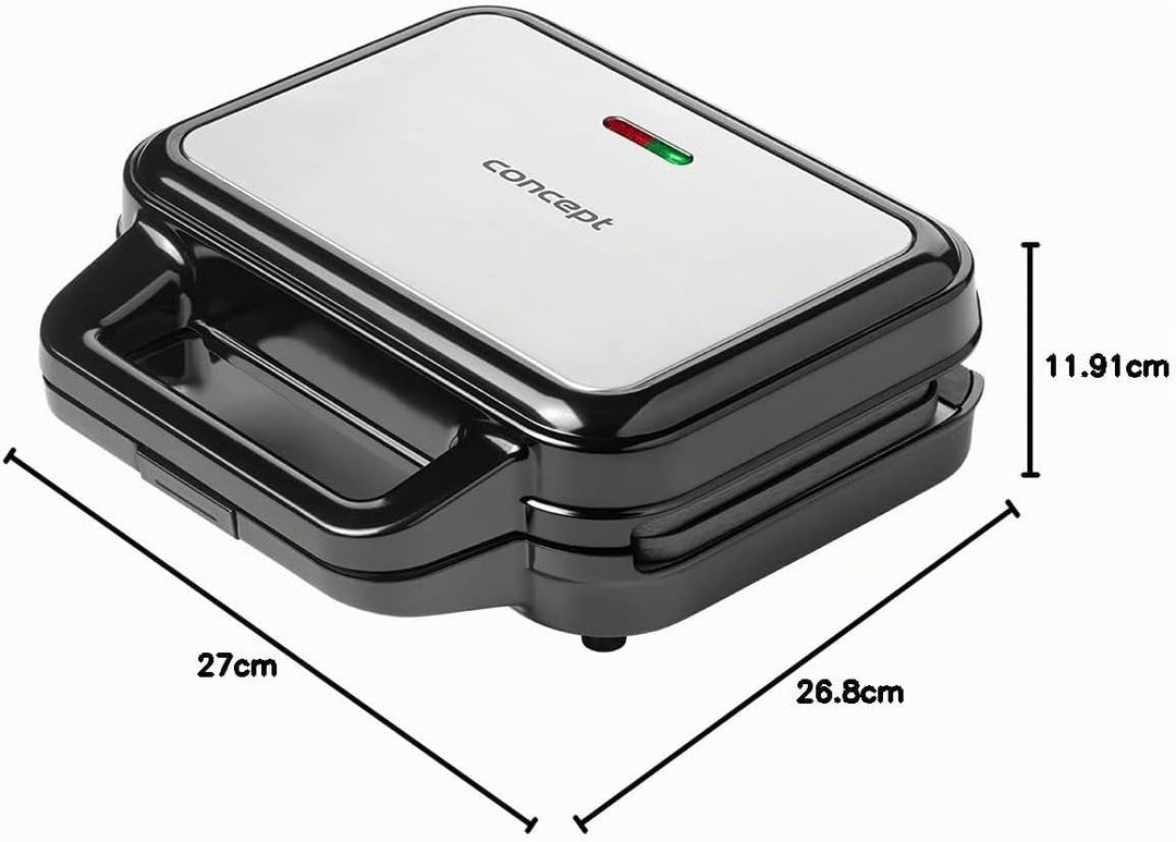CONCEPT Hausgeräte Sandwichmaker mit austauschbaren Platten 4 in 1 SV3070, 900 W, schwarz