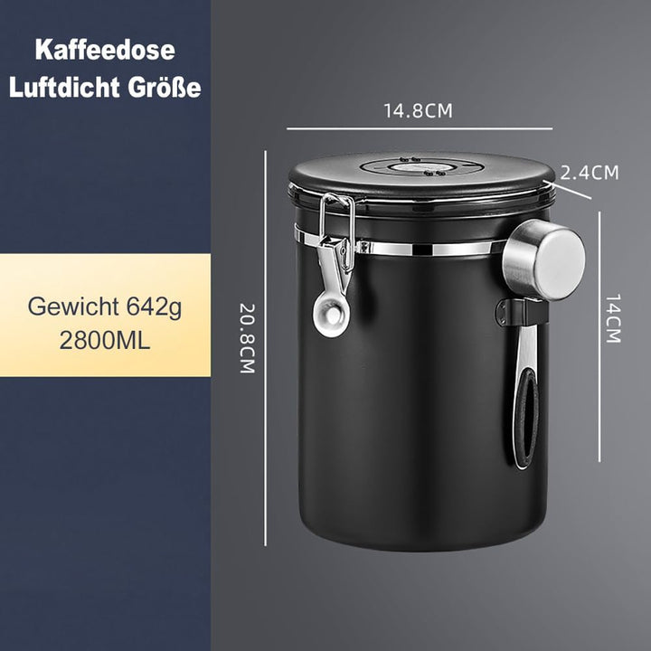 Kaffeebohnen Behälter,Kaffeedose Luftdicht Bohnen,Kaffeedose Luftdicht aus Edelstahl mit Löffel und