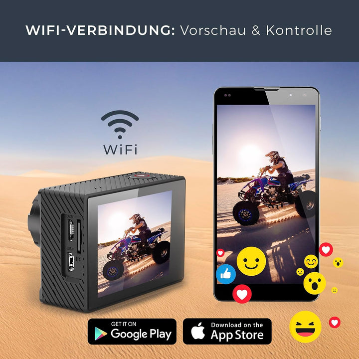 GoXtreme Enduro Black Action Kamera (4K, Real 2, 7K@30fps, FullHD bis 60fps, inkl. Fernbedienung, 2"