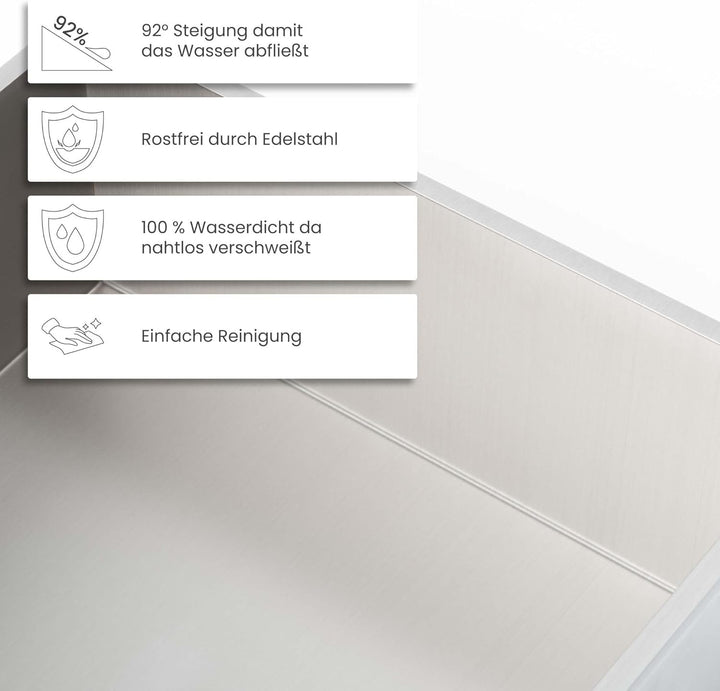Wandnische Edelstahl 30x100x12cm wandbündige Nische – Moderne Duschnische, Keine Fliesen Erforderlic