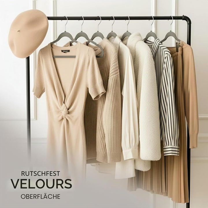 Utopia Home Premium Samt Kleiderbügel 50er Pack - rutschfeste & langlebige Kleiderbügel - Grau Kleid