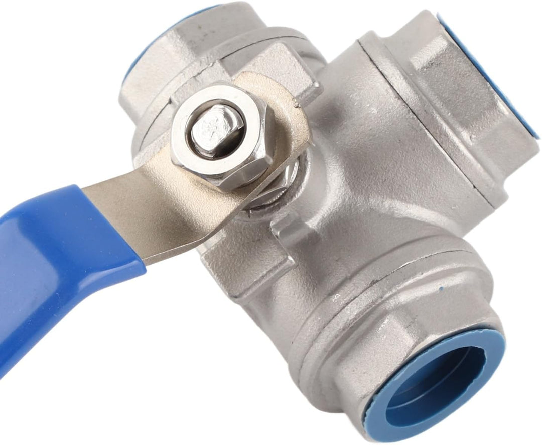 TOPINCN 3-Wege Kugelhahn Edelstahl SUS304 Rohr Dreiwege T-Typ Ventil Innengewinde 3/4 "DN20 Mit Verr