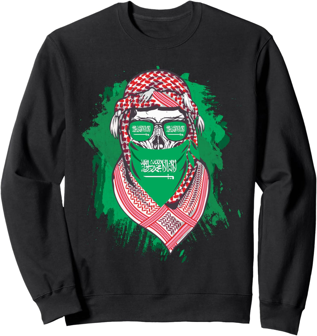 Proud Saudi - Skull with Saudi Arabia Flag & Shemagh T Shirt Sweatshirt
