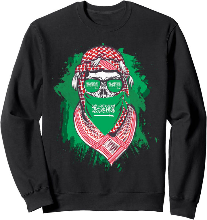 Proud Saudi - Skull with Saudi Arabia Flag & Shemagh T Shirt Sweatshirt