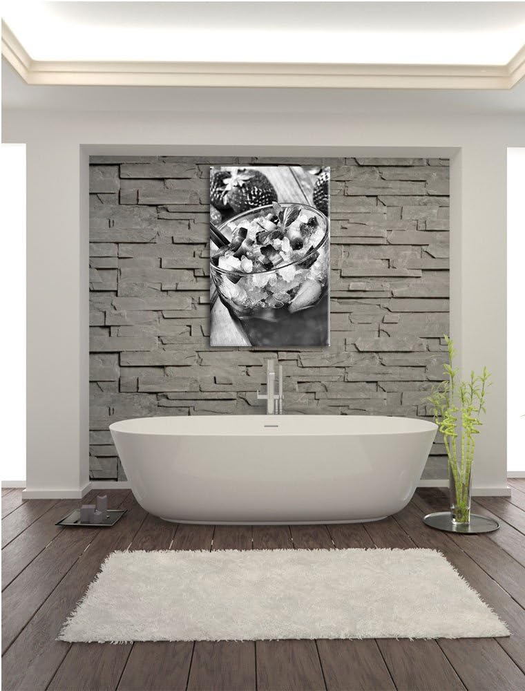 Pixxprint Monocrome, Leckerer Erdbeercocktail, Format: 100x70 auf Leinwand, 100x70