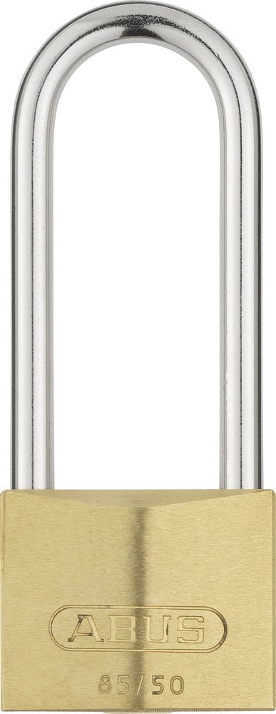 ABUS Vorhängeschloss Messing 85/50HB80 gl.-1672 - gleichschliessend und mit hohem Bügel - für Keller