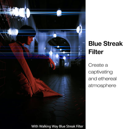 Walking Way 77 MM Blue Streak Anamorphic Effect Filter - Anamorpher Blau Streifenfilter Anamorphotis