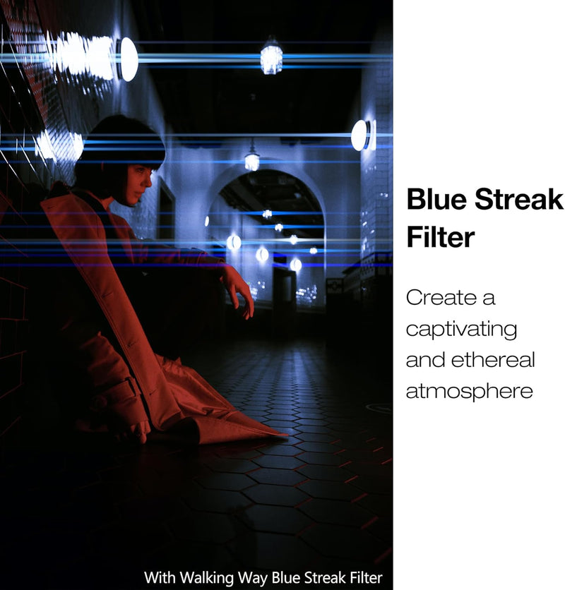 Walking Way 77 MM Blue Streak Anamorphic Effect Filter - Anamorpher Blau Streifenfilter Anamorphotis