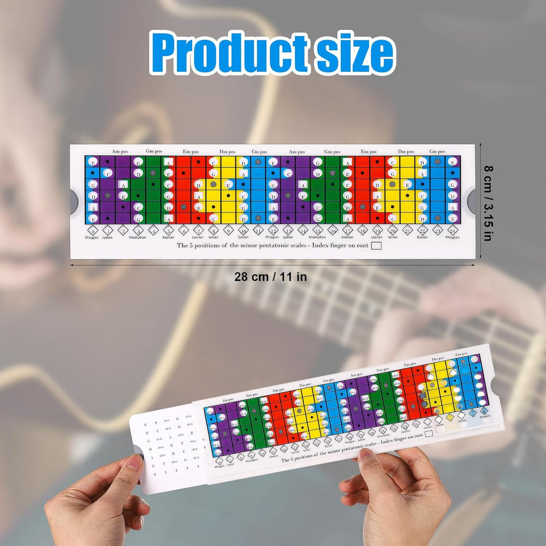 Gitarrenskalen Schiebelineal, 28x8cm Gitarren Akkord Skalendiagramm Pentatonik Schiebelineal Guitar