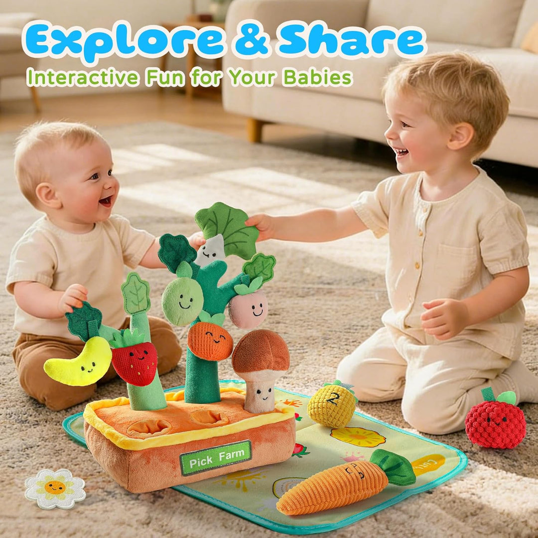 Mini Tudou Baby Spielzeug ab 6 Monate,15 Stück Sensorische Knister Früchte Gemüse Bauernhof Plüschti