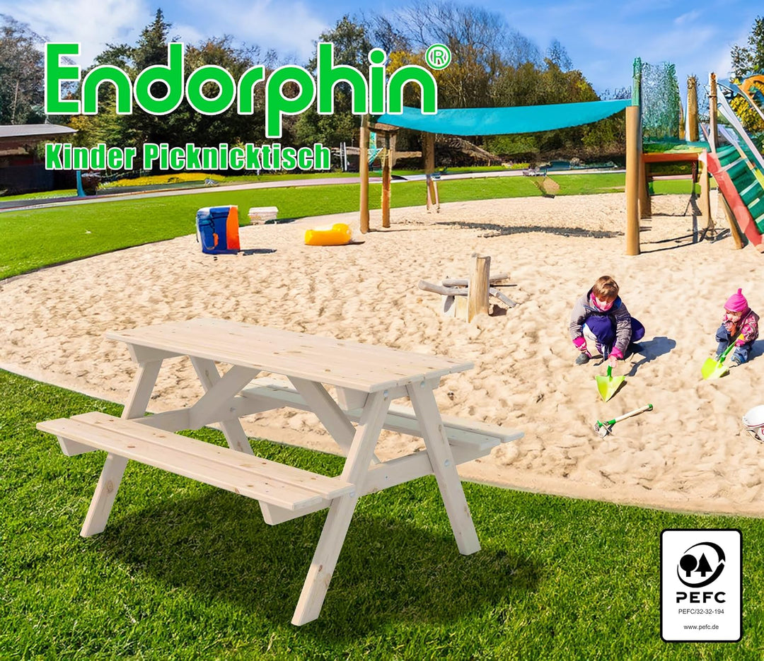 Endorphin Kinder-Picknicktisch aus Kiefernholz 117 cm lang