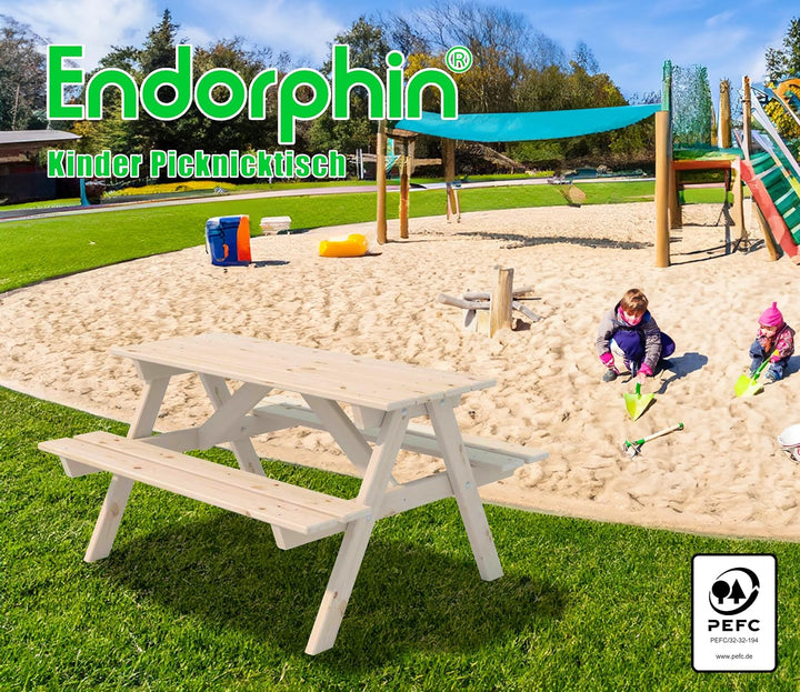 Endorphin Kinder-Picknicktisch aus Kiefernholz 117 cm lang