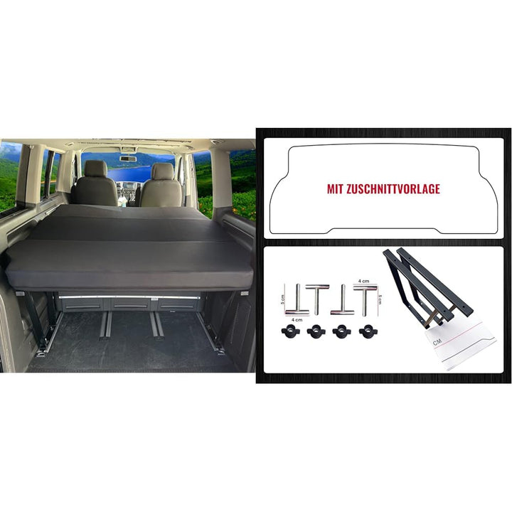 BREMER SITZBEZÜGE Klappmatratze & Pulverbeschichtete Multiflexboard Konsole kompatibel mit VW Multiv
