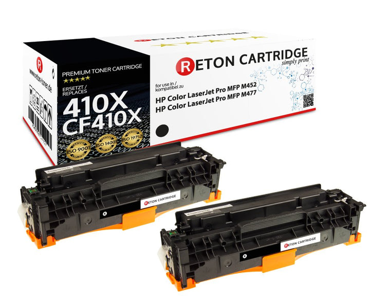 2 Reton Toner mit 25% mehr Leistung, kompatibel für HP CF410X Schwarz für Color Laserjet Pro MFP M47