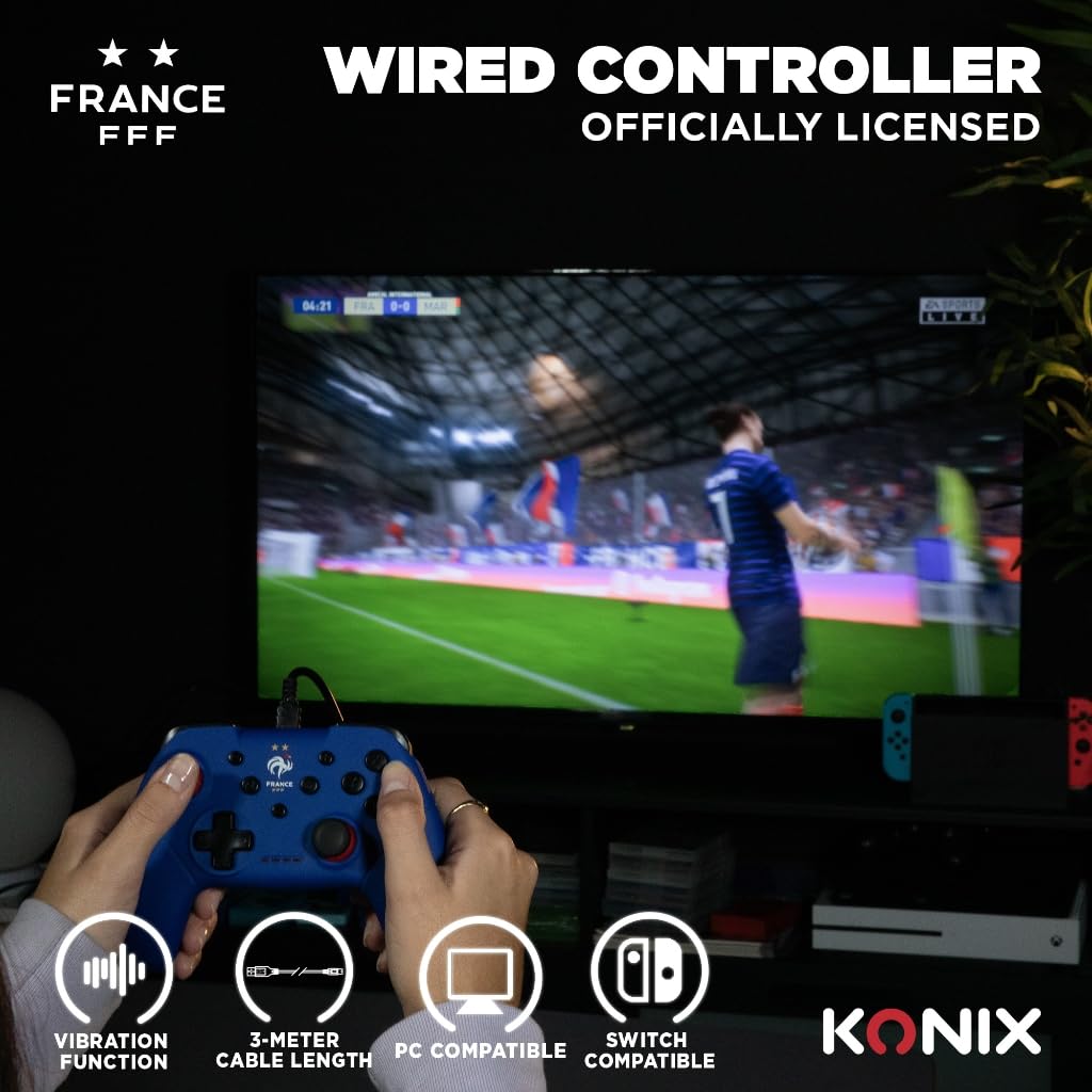 Konix FFF Kabelgebundener Controller für Nintendo Switch, Switch OLED und PC - Vibrationsfunktion -