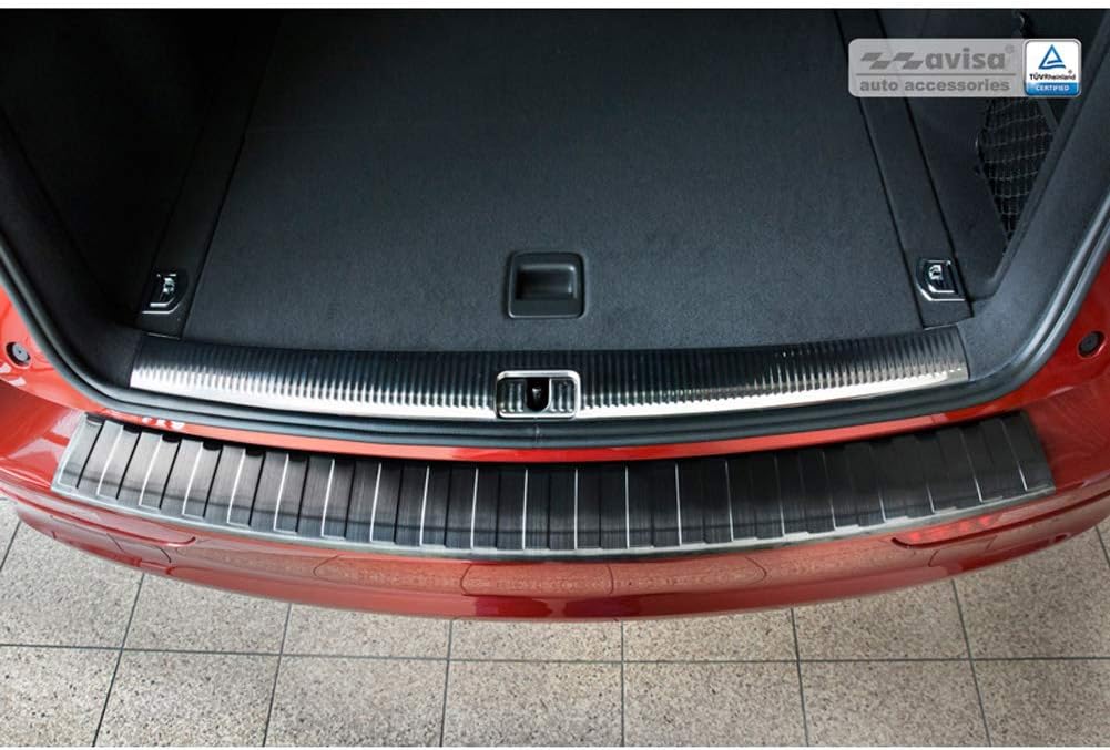 Schwarz Edelstahl Heckstossstangenschutz kompatibel mit Audi Q5 2008-2012 & 2012- 'Ribs'