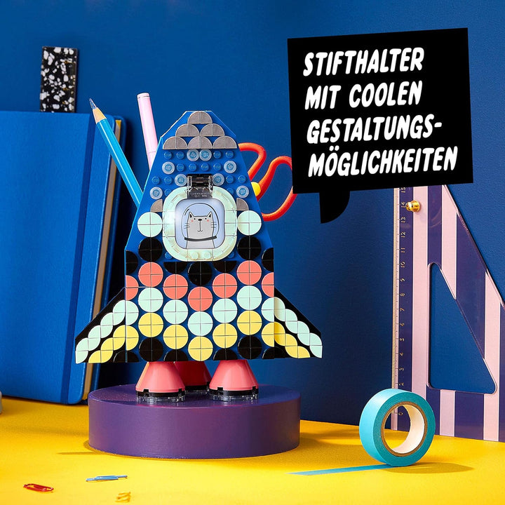 LEGO 41936 DOTS Raketen Stiftehalter Bastelset für Kinder, Kinderzimmer-Deko, Spielzeug Kreativset f