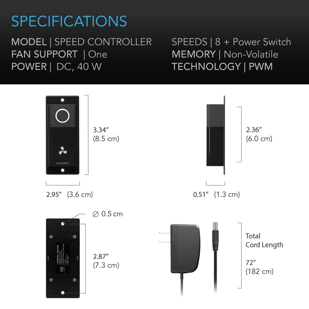 AC Infinity RACK ROOF FAN KIT, Quiet Dual-Fans with Speed Controller, for cooling AV, Home Theater,