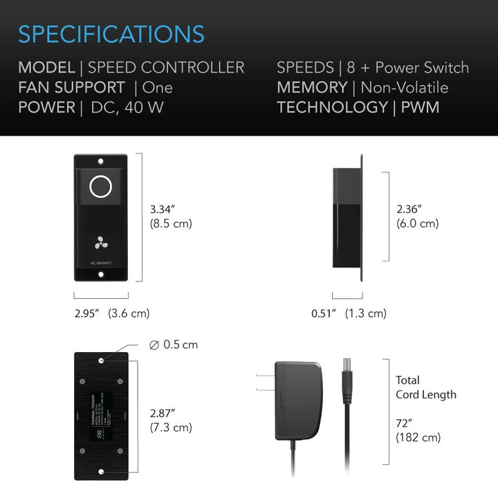 AC Infinity RACK ROOF FAN KIT, Quiet Dual-Fans with Speed Controller, for cooling AV, Home Theater,