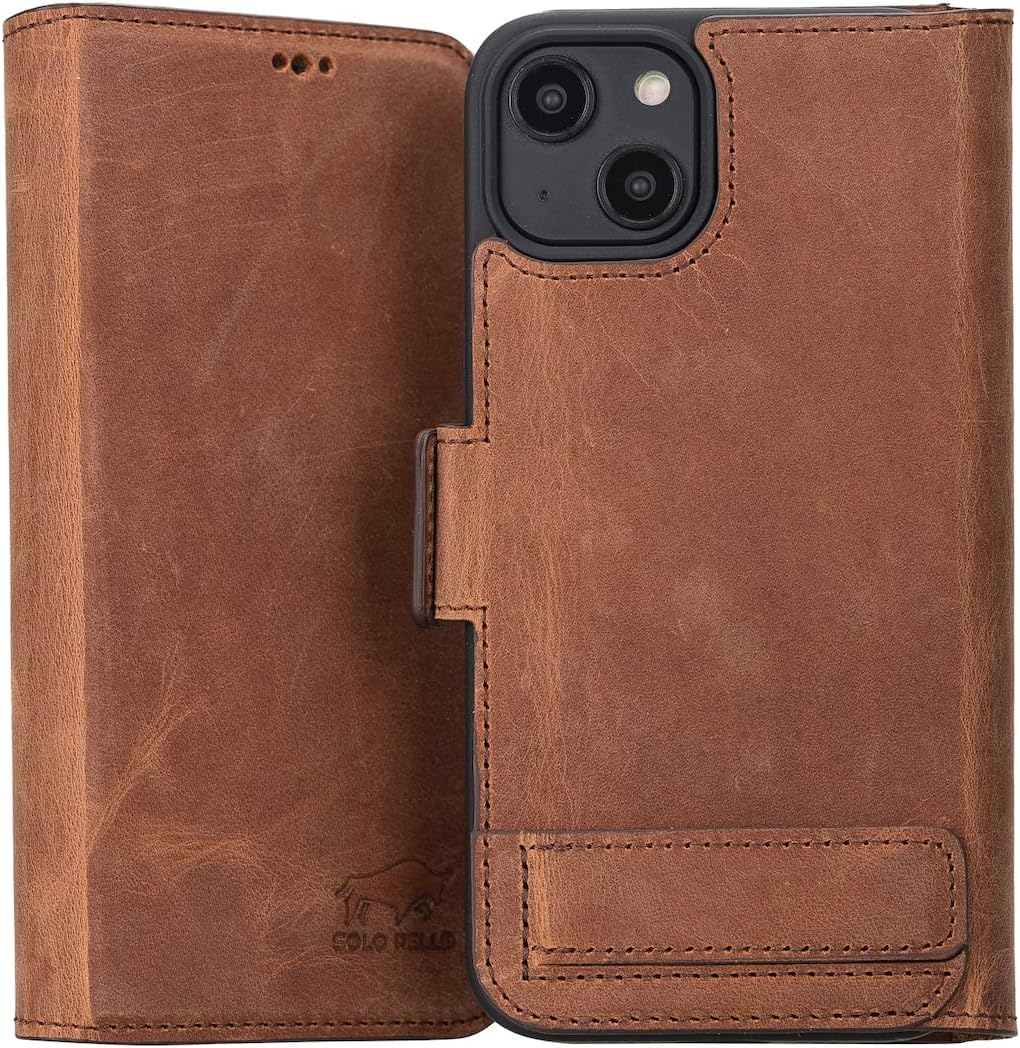 Solo Pelle aufklappbare Lederhülle kompatibel für iPhone 14 in 6.1 Zoll inkl. 1 Kartenfach für das o