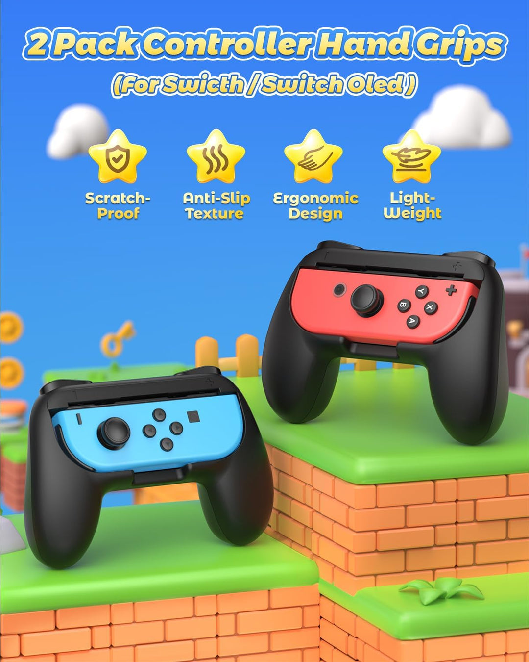 FYOUNG Griffe Halterung für JoyCon Switch & Switch OLED Modell, Controller Grip für JoyCon Halter Zu