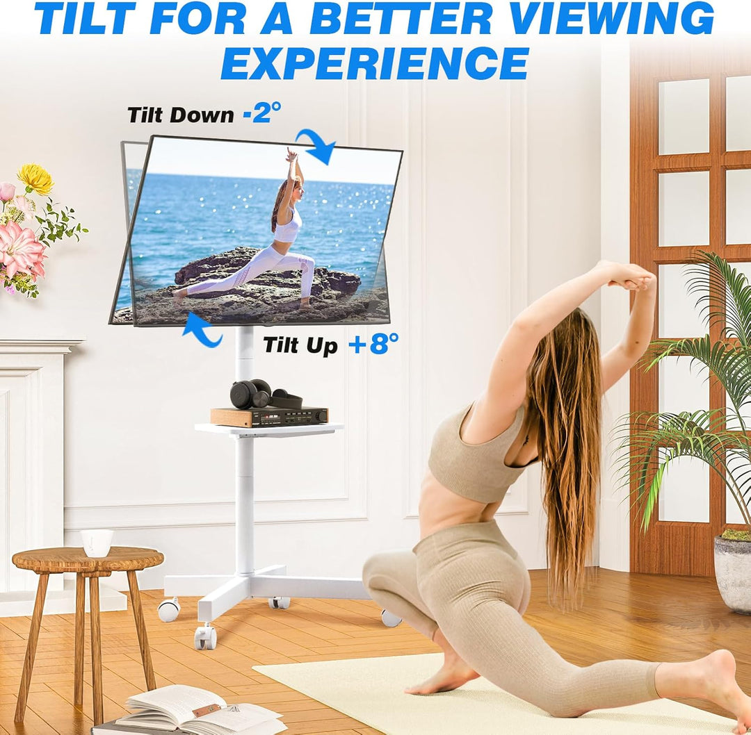 TV Ständer Rollbar Fernsehständer Bodenständer - Rfiver Fernseher ständer Rollwagen mit Rollen Weiss
