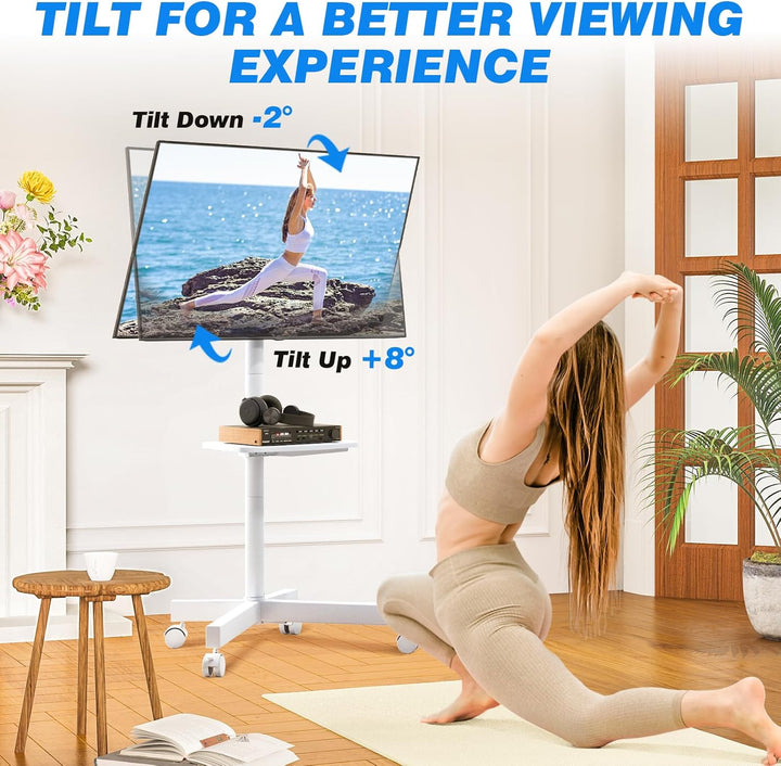 TV Ständer Rollbar Fernsehständer Bodenständer - Rfiver Fernseher ständer Rollwagen mit Rollen Weiss