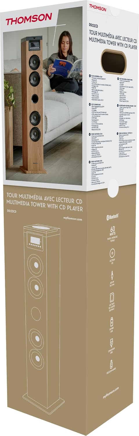 THOMSON BOISDS122CD Multimedia-Tower mit CD-Player, natur