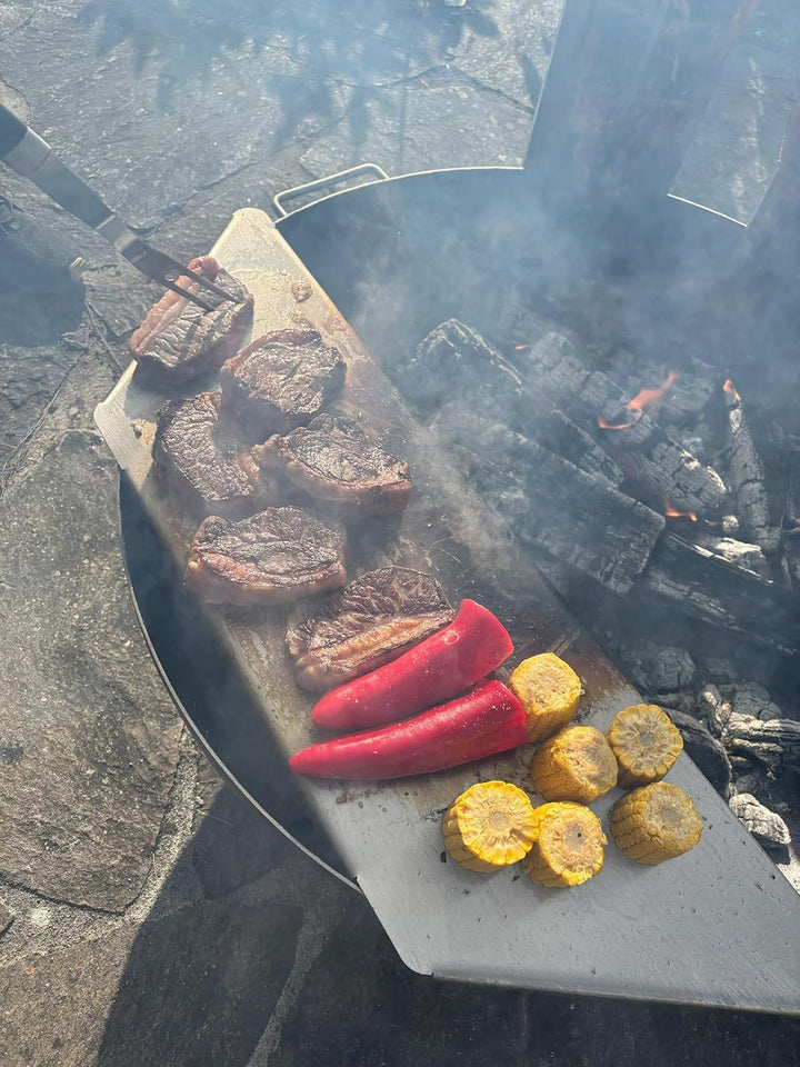Feuerplatte Plancha Feuerplatte aus Edelstahl 4mm, Grillplatte passend für Feuertonne 60 cm (Lieferu