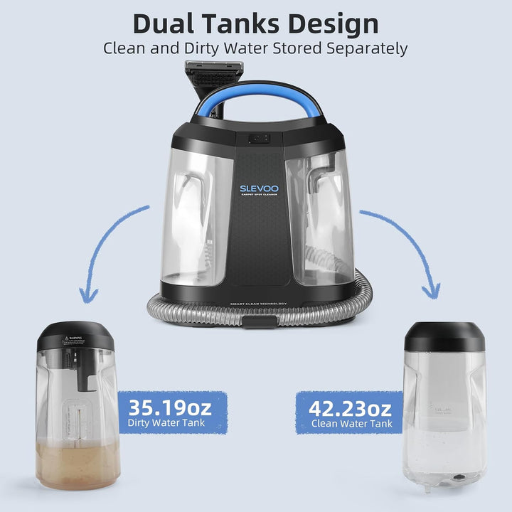 Slevoo 450W Polsterreiniger Gerät, Inklusive Reinigungslösung, Tragbarer Teppich- und Polsterreinige