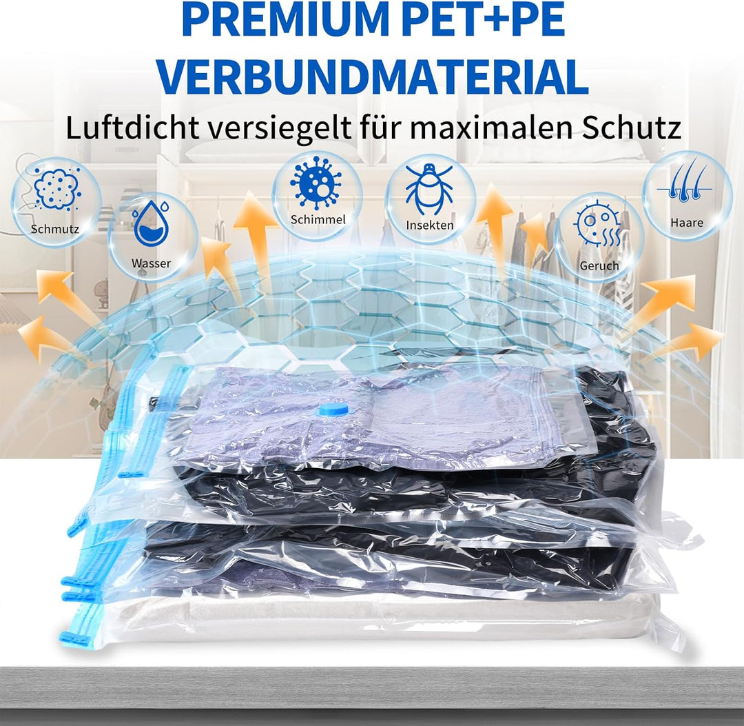 Gucass 25er Vakuumbeutel für Kleidung mit Pumpe, Grössenmix von S bis XXL Vakuumbeutel für Bettdecke