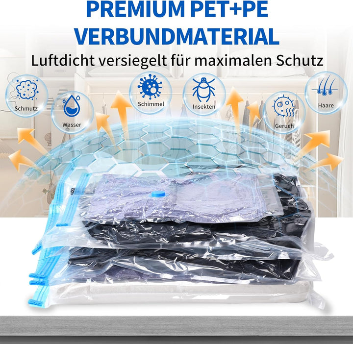 Gucass 25er Vakuumbeutel für Kleidung mit Pumpe, Grössenmix von S bis XXL Vakuumbeutel für Bettdecke