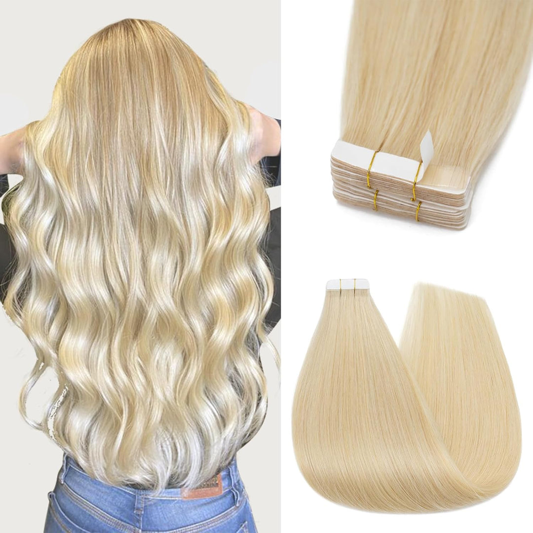 Silk-co Tape Extensions Echthaar 10stk, Remy Tape in Extensions Haarverlängerung, Skin Weft Echthaar