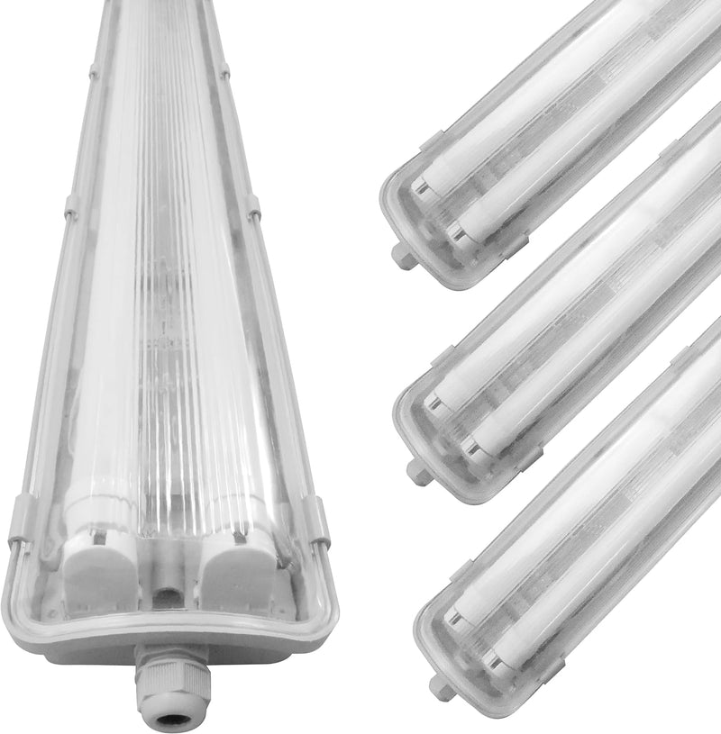 Proventa LED-Feuchtraumleuchte 120 cm, Sparset 4 Stück, je 2 LED-Röhren, IP65, 4.000 K, 36 W, 4.320