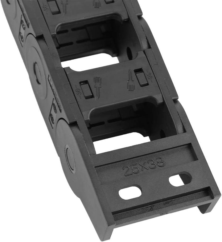100 cm 25 x 38 mm langes schwarzes Nylon offen beidseitig Kabelträger Schleppkette CNC-Gravierwerkze