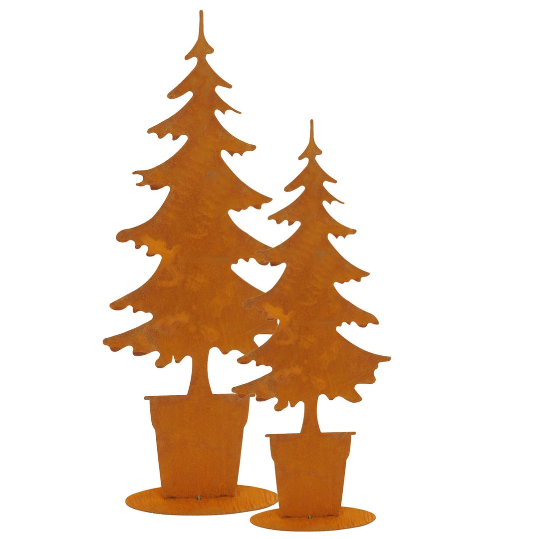 Storm's Gartenzaubereien Tannenbaum Rostdeko aus Metall gross und klein in Rostoptik 75-57cm Weihnac