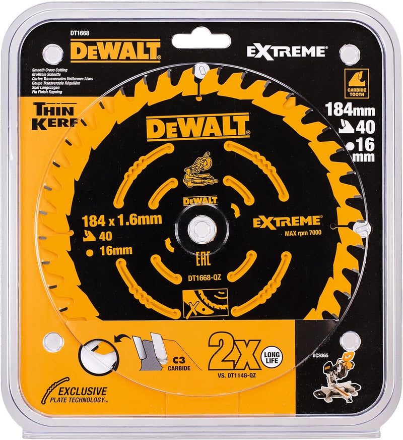 DeWalt DT1668 Kreissaegeblatt Akku 184/16mm 40WZ, 1 Stück One size, One size