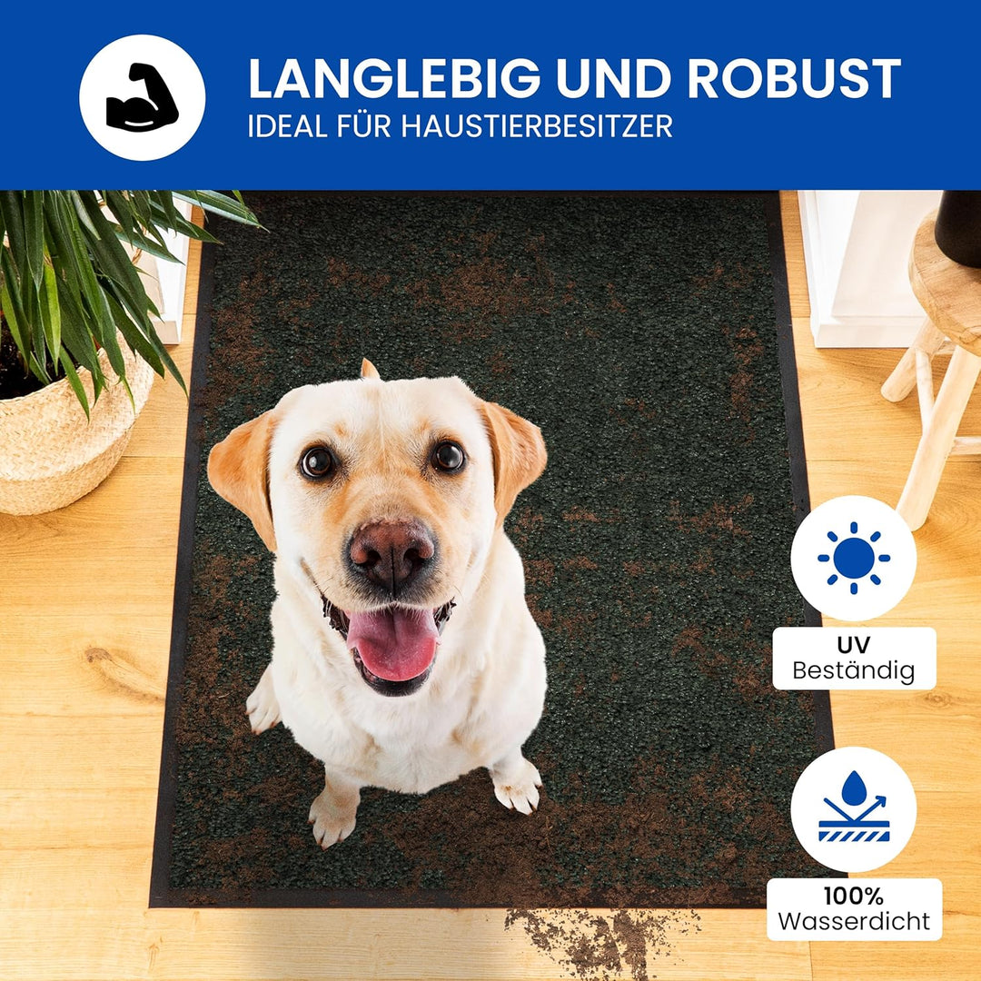 Gentle North Hochwertige Fussmatte grün 60x80 gross für Innen & Aussen - Schmutzfangmatte rutschfest