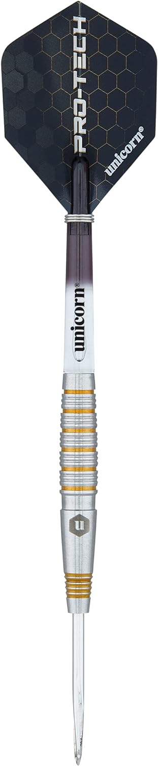 Unicorn Dartpfeile Set | Pro-Tech Style | 90% natürliche Wolfram Barrels mit goldenen Akzenten & Vol