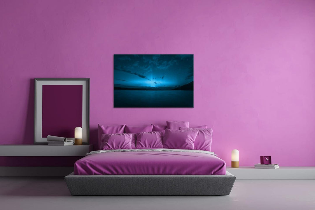 deyoli Dark Aurora Borealis Nordlicht Format 80x60 Effekt: Monocrome Blau als Leinwandbild, Motiv fe