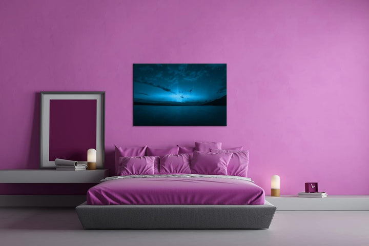 deyoli Dark Aurora Borealis Nordlicht Format 80x60 Effekt: Monocrome Blau als Leinwandbild, Motiv fe