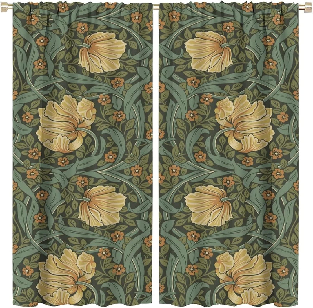 JESTRONRY Vorhänge im Vintage-Stil, Blumenmuster, für Wohnzimmer, Fensterbehandlungen, Schlafzimmer,