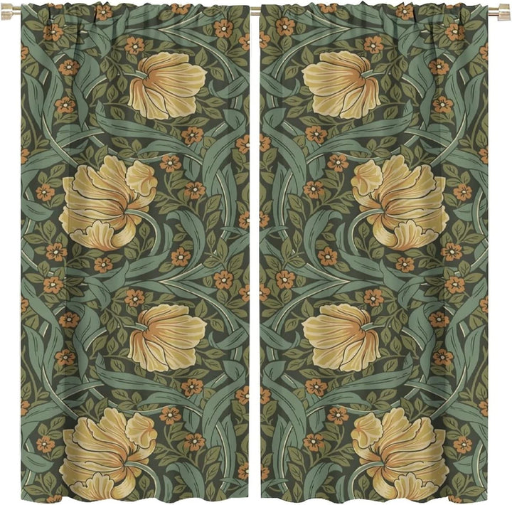 JESTRONRY Vorhänge im Vintage-Stil, Blumenmuster, für Wohnzimmer, Fensterbehandlungen, Schlafzimmer,