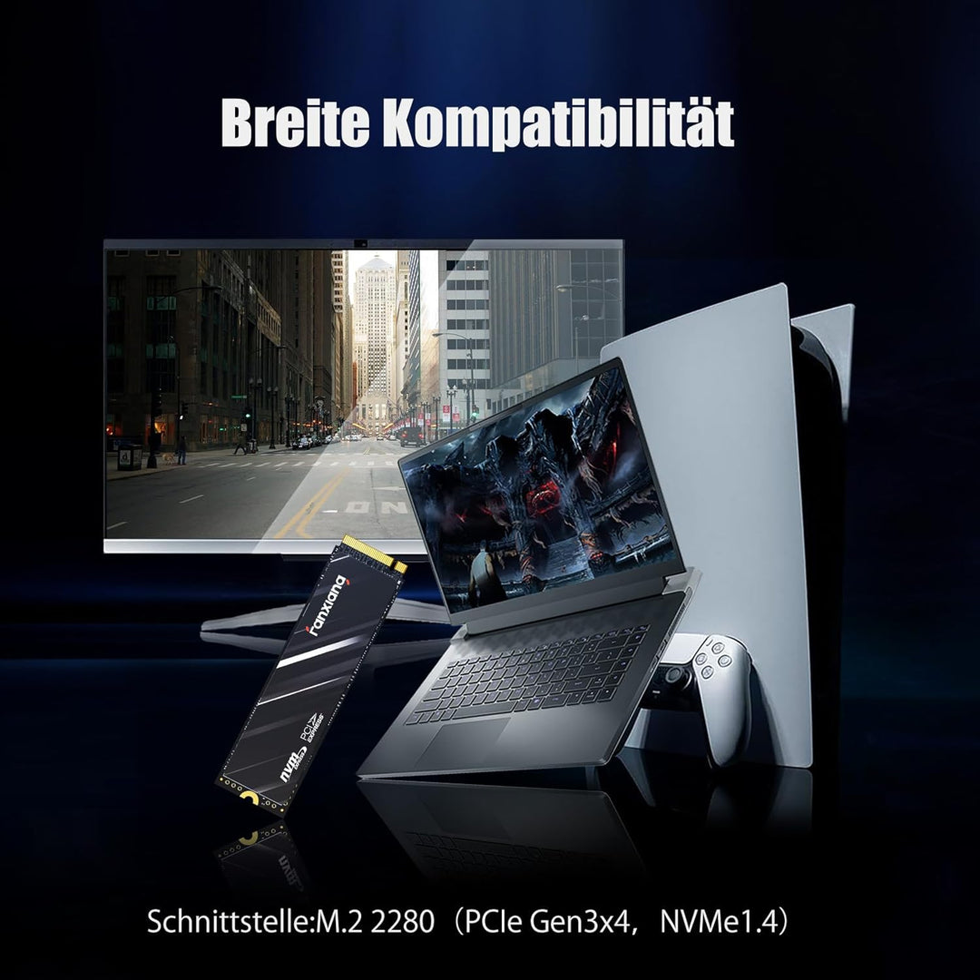 fanxiang NVMe M.2 SSD, 512GB, PCIe 3x4 Gaming Solid State Laufwerk, 3200MB/s Lesen, 1300 MB/s Schrei