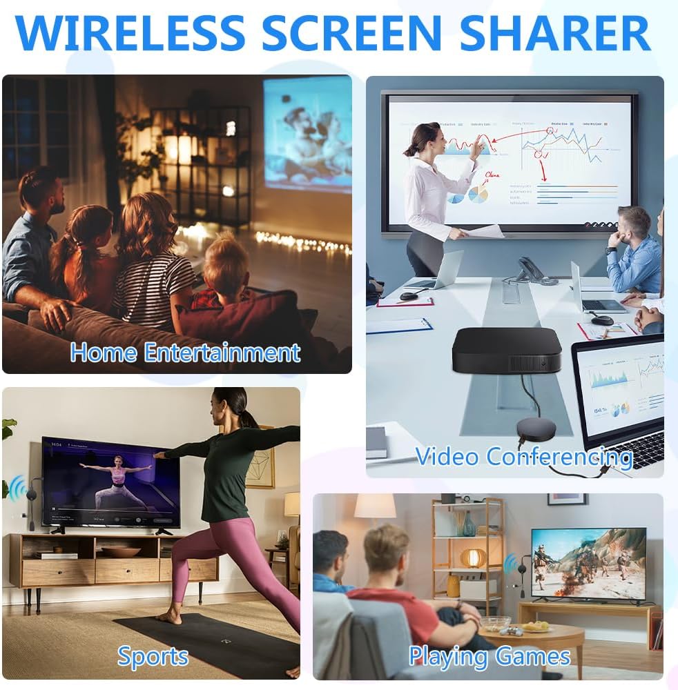 Wireless HDMI Adapter for TV/Projector/Monitor, 1080P Wireless HDMI Adapter Dongle Kompatibel 5G Mir