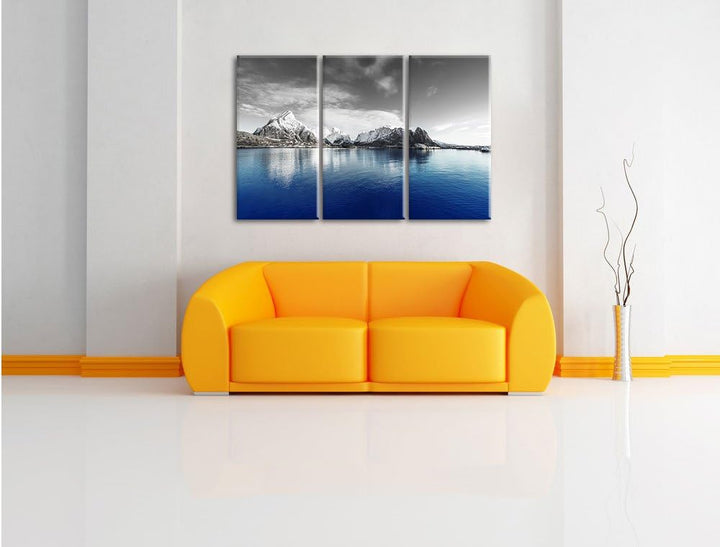 Pixxprint Lofoten in Norwegen als Leinwandbild | Grösse: 3 Teilig (120x80) | Wandbild| Kunstdruck |