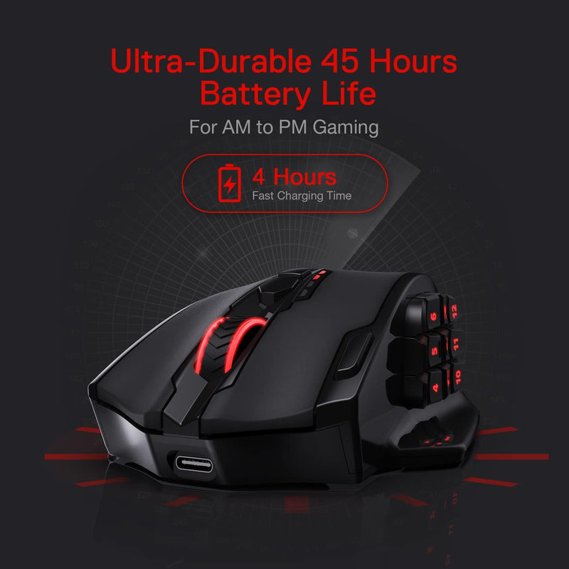 Redragon M913 Impact Elite Wireless Gaming Maus, 16000 DPI Verkabelte/Kabellose RGB Maus mit 20 Prog