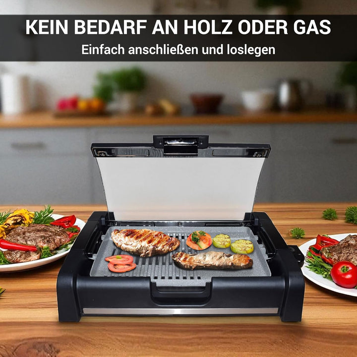 Syntrox Germany TG-1650W elektrischer Tischgrill mit Keramik Grillplatte Elektrogrill BBQ Grill Barb